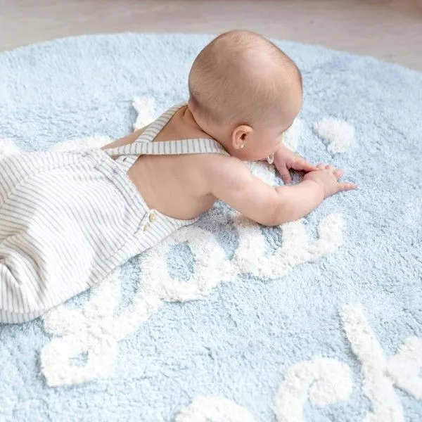 Dywan dziecięcy BABY, YOU ROCK! 120x120 niebieski z napisem | MIRAT. w stylu  kolekcja