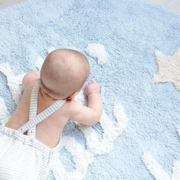 Dywan dziecięcy BABY, YOU ROCK! 120x120 niebieski z napisem | MIRAT. w stylu  kolekcja