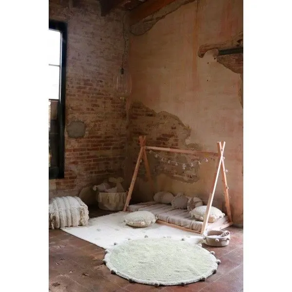 Dywan dziecięcy HIPPY DOTS NATURAL OLIVE 120x160 beżowy bawełniany | MIRAT. w stylu kolekcja