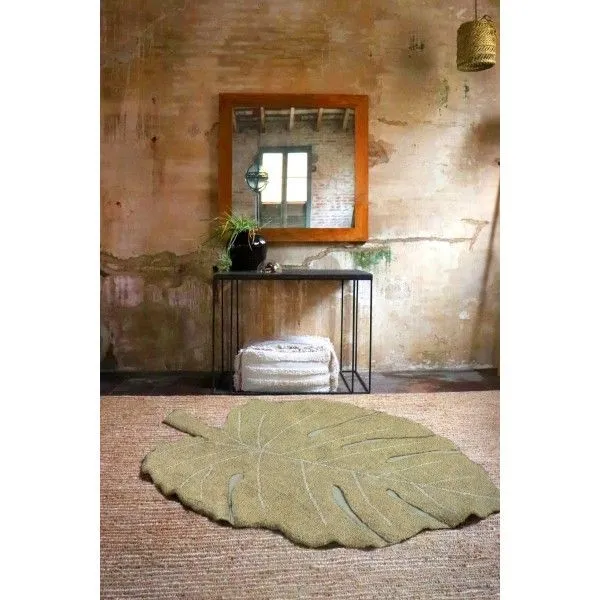 Dywan dziecięcy MONSTERA OLIVE 120x180 oliwkowy w kształcie liścia | MIRAT. w stylu  kolekcja