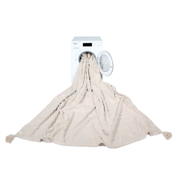 Dywan TRIBU NATURAL L 170x240 beżowy z pomponami | MIRAT.