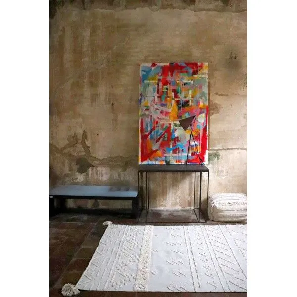 Dywan TRIBU NATURAL L 170x240 beżowy z pomponami | MIRAT.