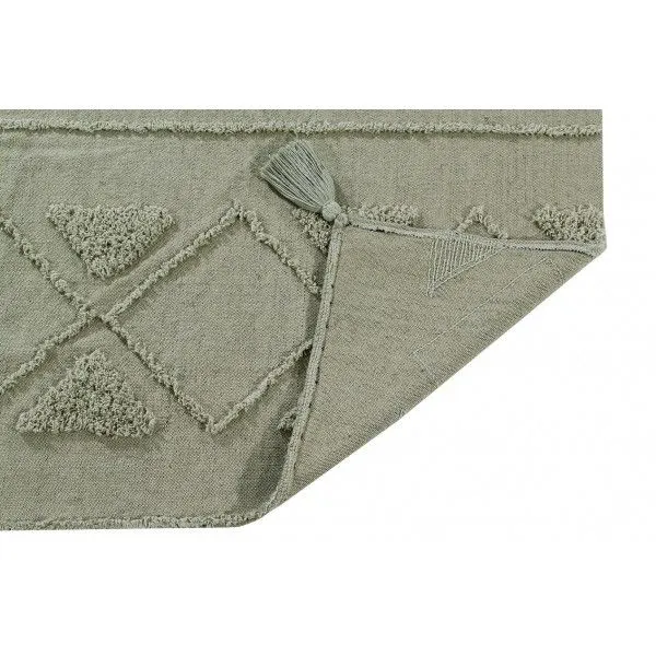 Dywan TRIBU OLIVE L 170x240 oliwkowy z pomponami | MIRAT.