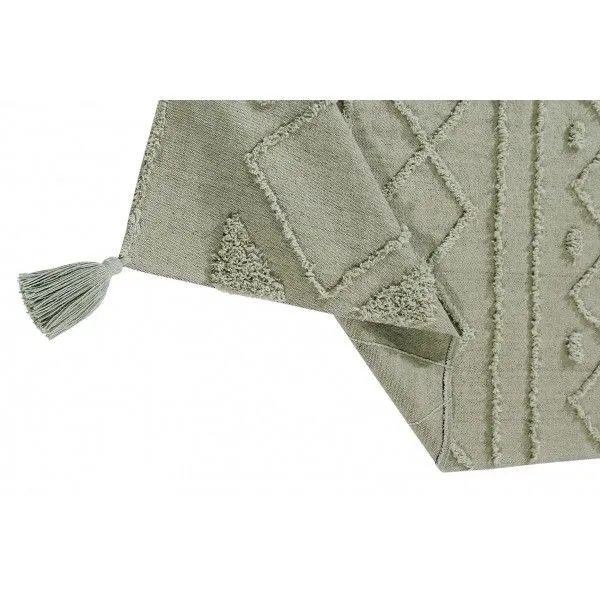 Dywan TRIBU OLIVE L 170x240 oliwkowy z pomponami | MIRAT.