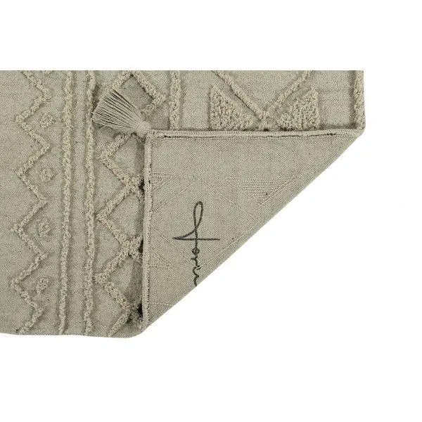 Dywan TRIBU OLIVE L 170x240 oliwkowy z pomponami | MIRAT.