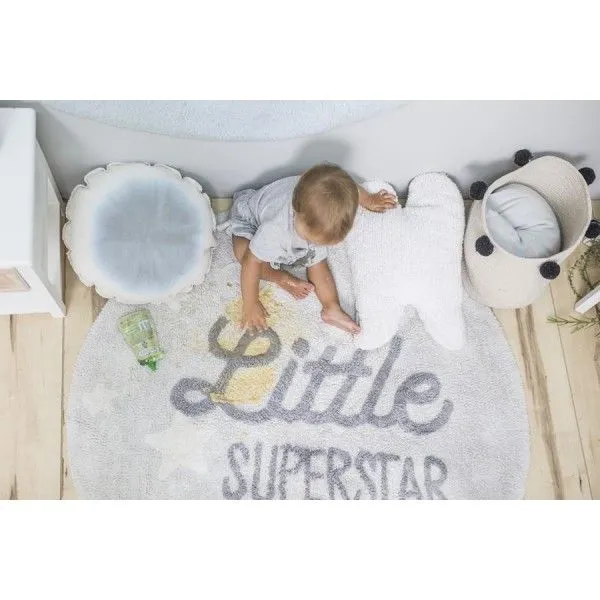 Dywan dziecięcy LITTLE SUPERSTAR 120x120 szary okrągły | MIRAT. w stylu  kolekcja