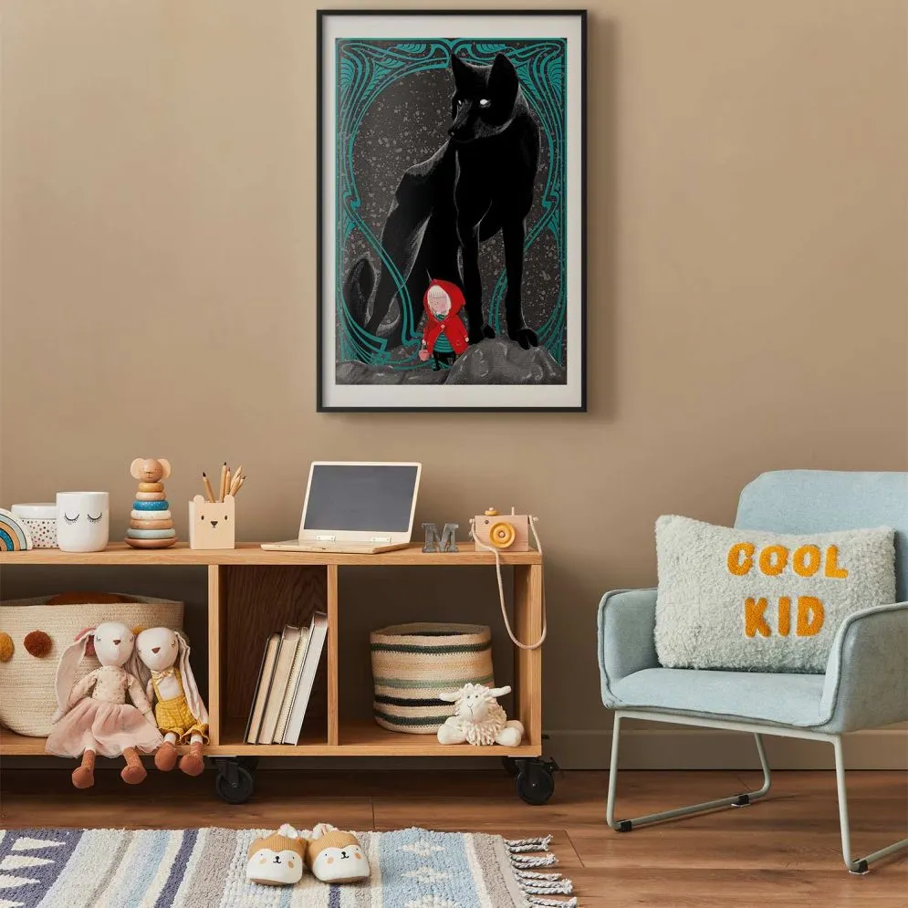 Plakat Czerwony kapturek 21x30 cm z ramą czarną z marginesem | MIRAT.