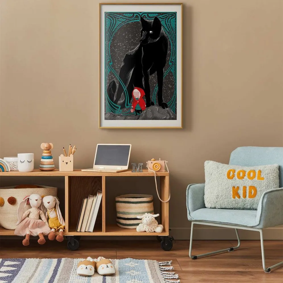 Plakat Czerwony kapturek 21x30 cm z ramą złotą z marginesem | MIRAT.