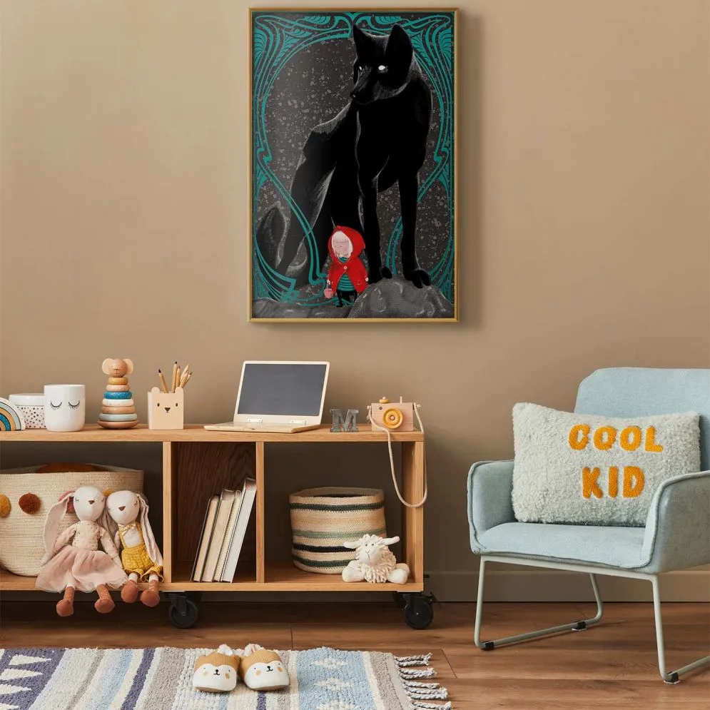 Plakat Czerwony kapturek 60x90 cm z ramą złotą bez marginesu | MIRAT.