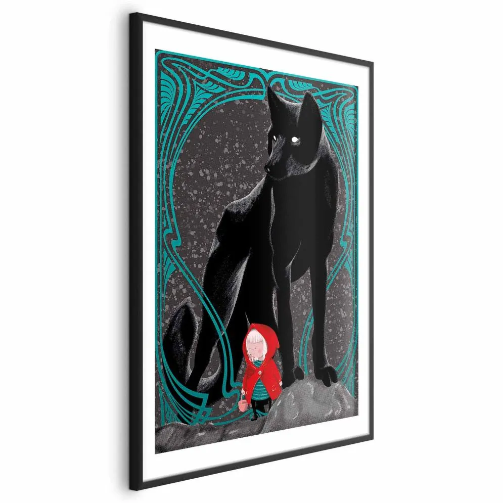 Plakat Czerwony kapturek 21x30 cm z ramą czarną z marginesem | MIRAT.
