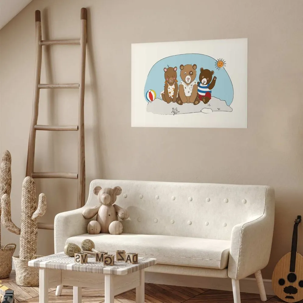 Plakat Misie na plaży 60x40 cm bez ramy z marginesem | MIRAT.