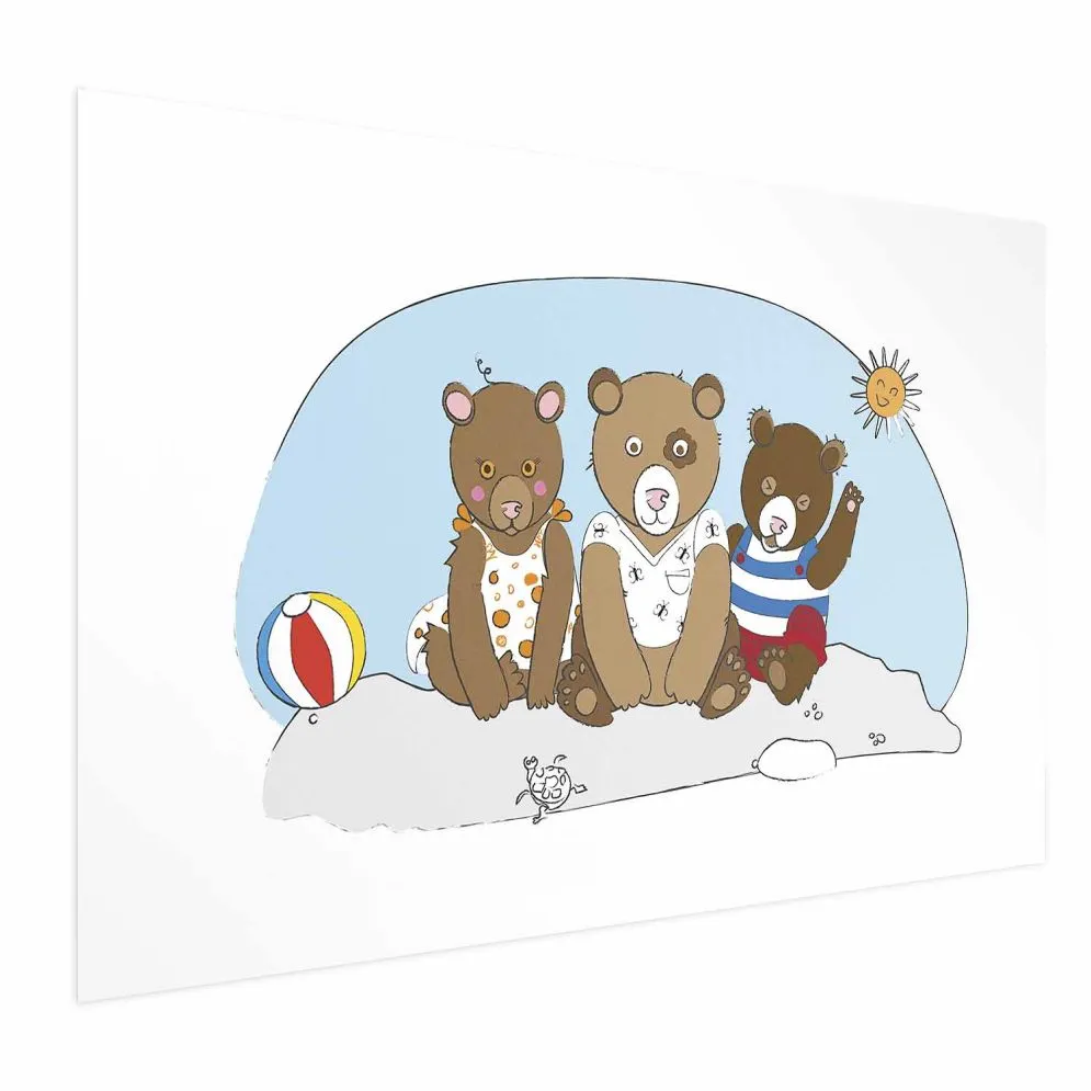 Plakat Misie na plaży 60x40 cm bez ramy z marginesem | MIRAT.