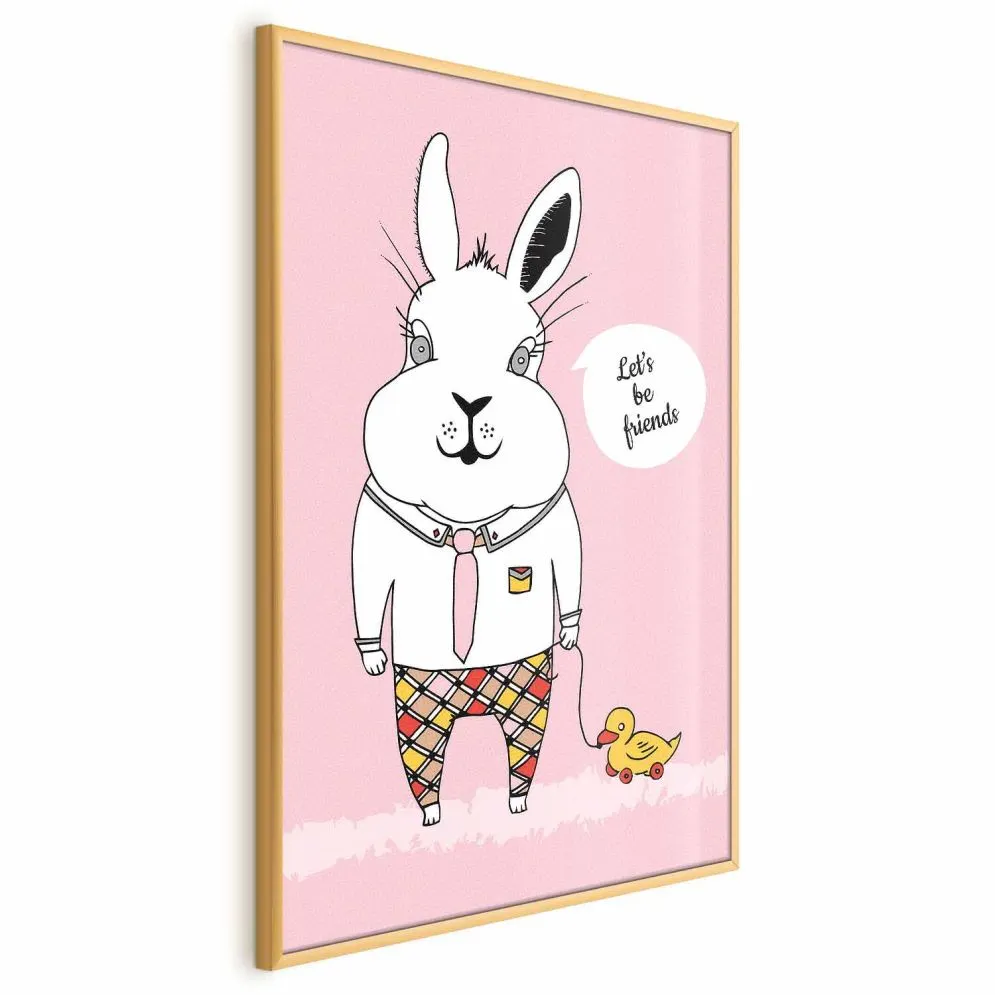 Plakat Przyjaciel królika 21x30 cm z ramą złotą bez marginesu | MIRAT.