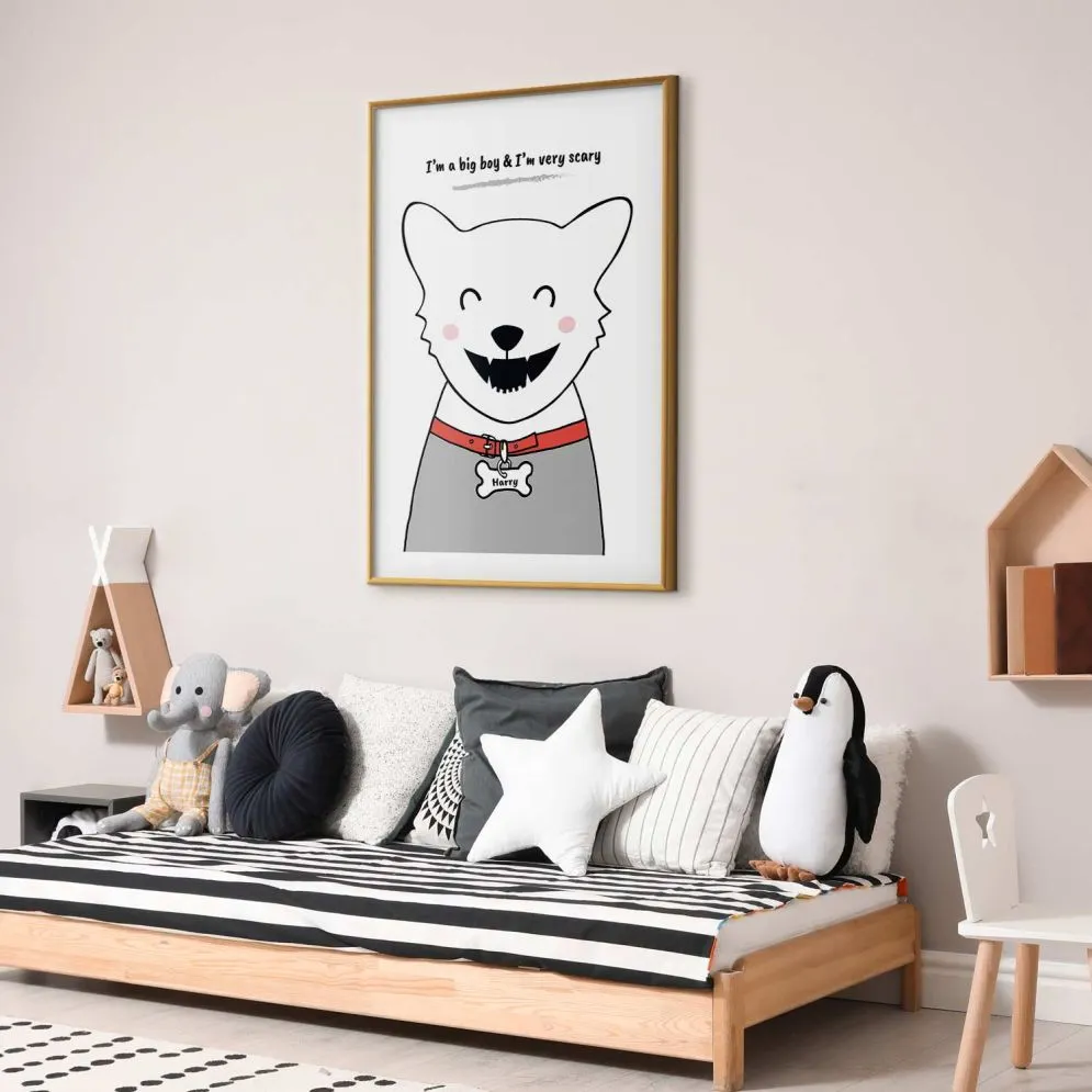 Plakat Piesek Harry 60x90 cm z ramą złotą z marginesem | MIRAT.