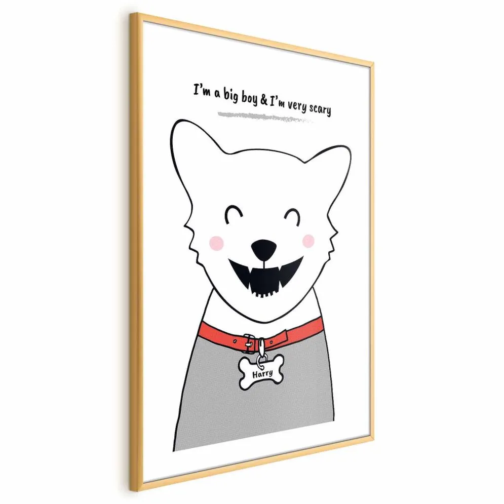 Plakat Piesek Harry 21x30 cm z ramą złotą z marginesem | MIRAT.