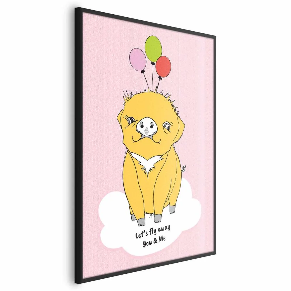 Plakat Podniebna świnka 60x90 cm z ramą czarną bez marginesu | MIRAT.