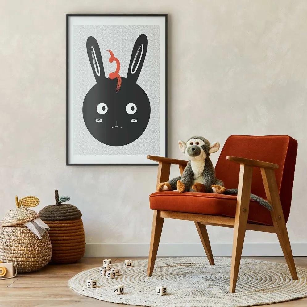 Plakat Królik widzi wszystko 21x30 cm z ramą czarną z marginesem | MIRAT.
