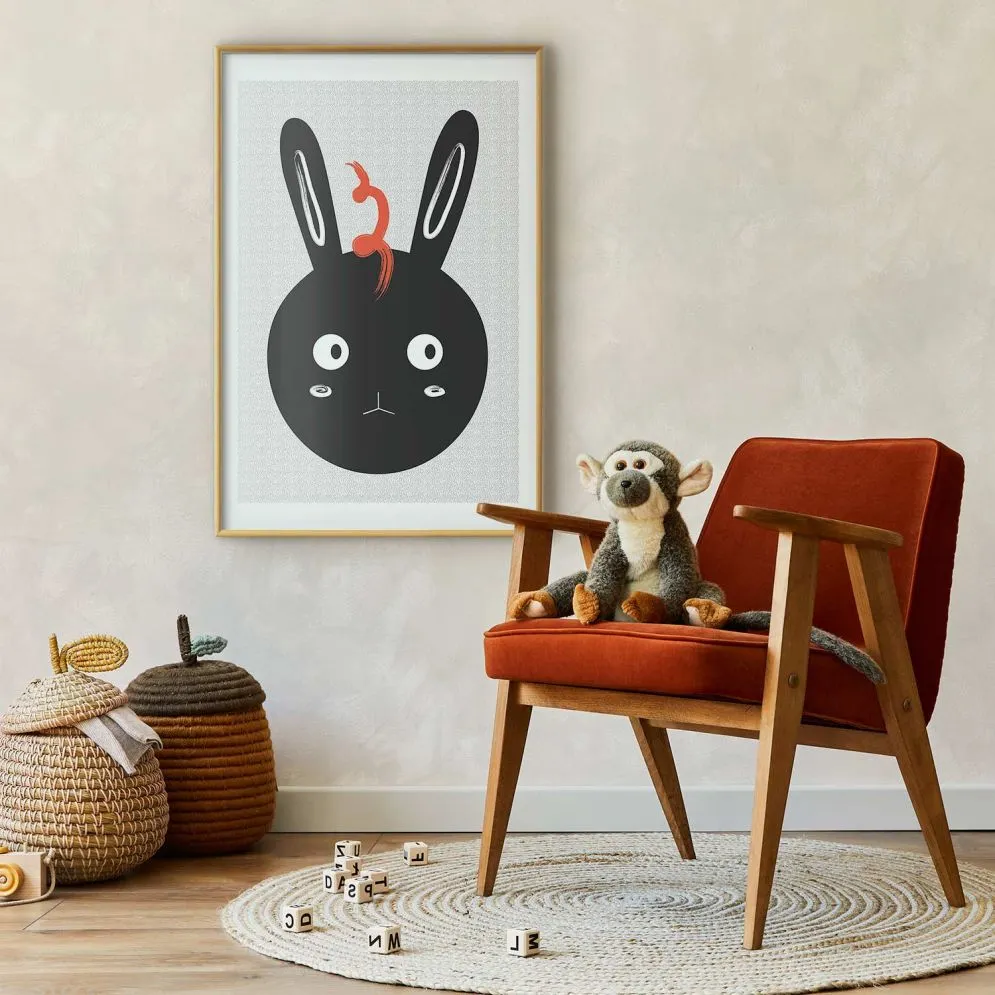 Plakat Królik widzi wszystko 21x30 cm z ramą złotą z marginesem | MIRAT.