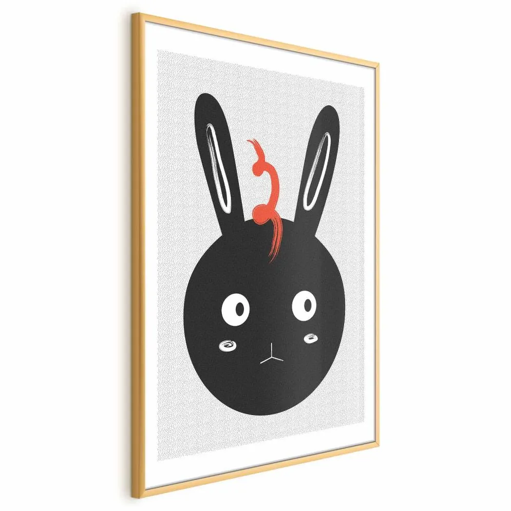 Plakat Królik widzi wszystko 21x30 cm z ramą złotą z marginesem | MIRAT.