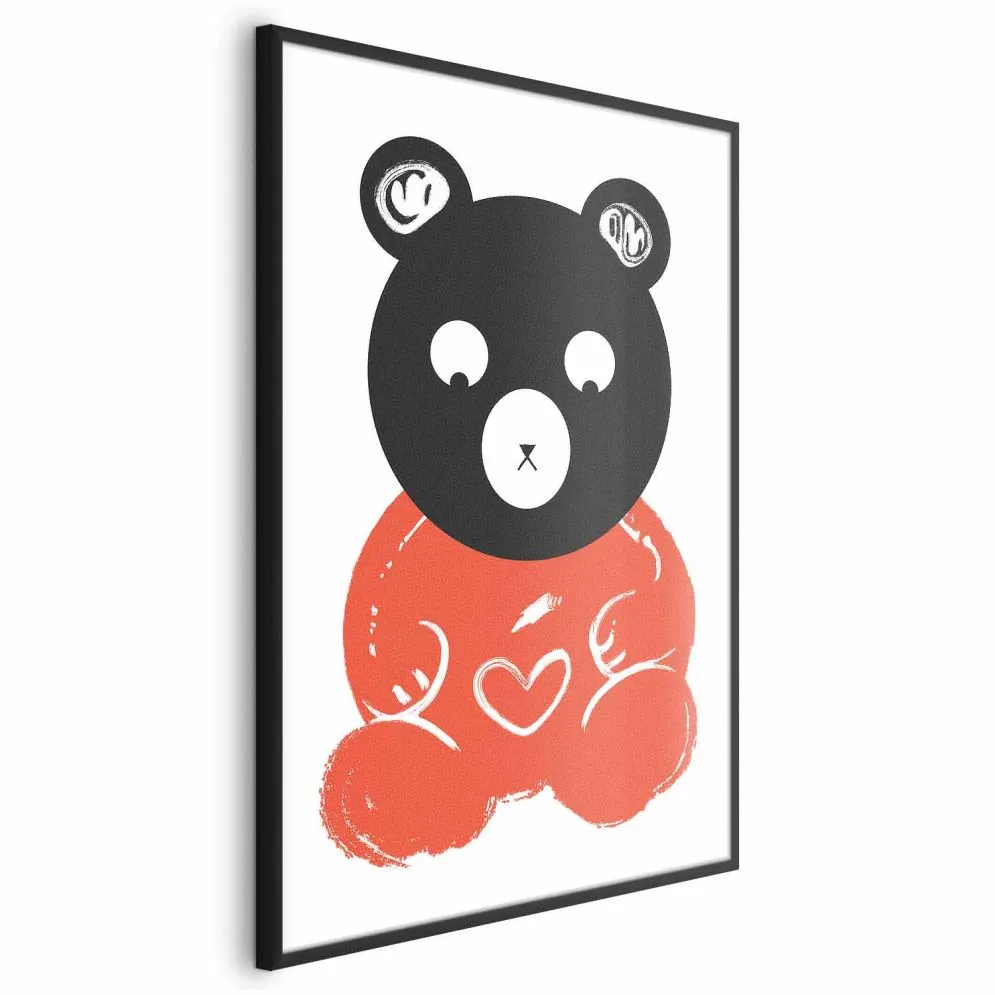Plakat Zamyślony miś 29,7x42 cm z ramą czarną bez marginesu | MIRAT.