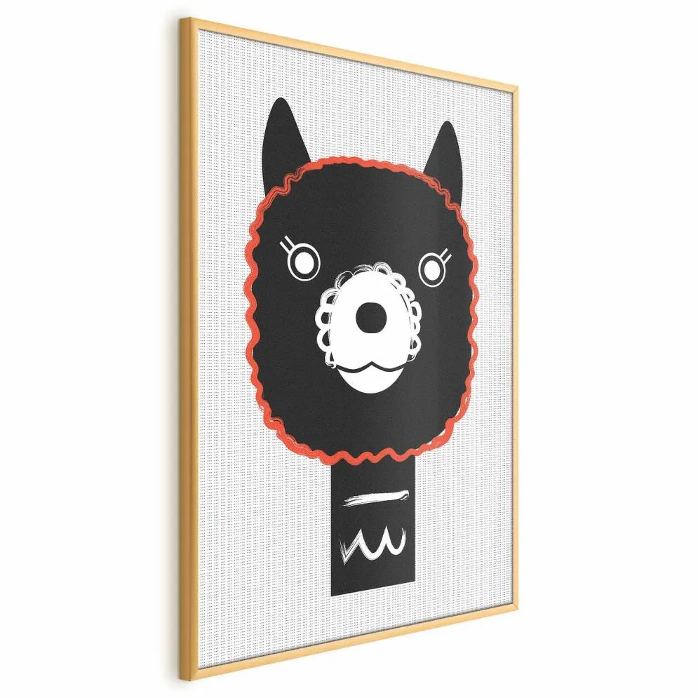Plakat Dekoracyjna alpaka 21x30 cm z ramą złotą bez marginesu | MIRAT.