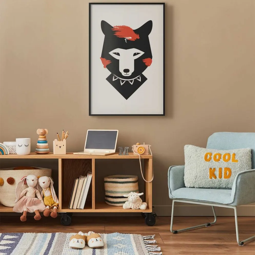 Plakat Grzeczny lisek 60x90 cm z ramą czarną z marginesem | MIRAT.