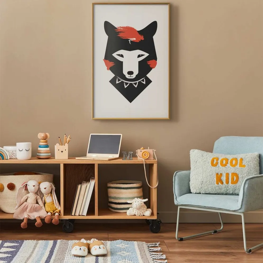 Plakat Grzeczny lisek 60x90 cm z ramą złotą z marginesem | MIRAT.