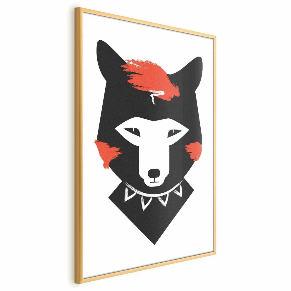 Plakat Grzeczny lisek 29,7x42 cm z ramą złotą bez marginesu | MIRAT.