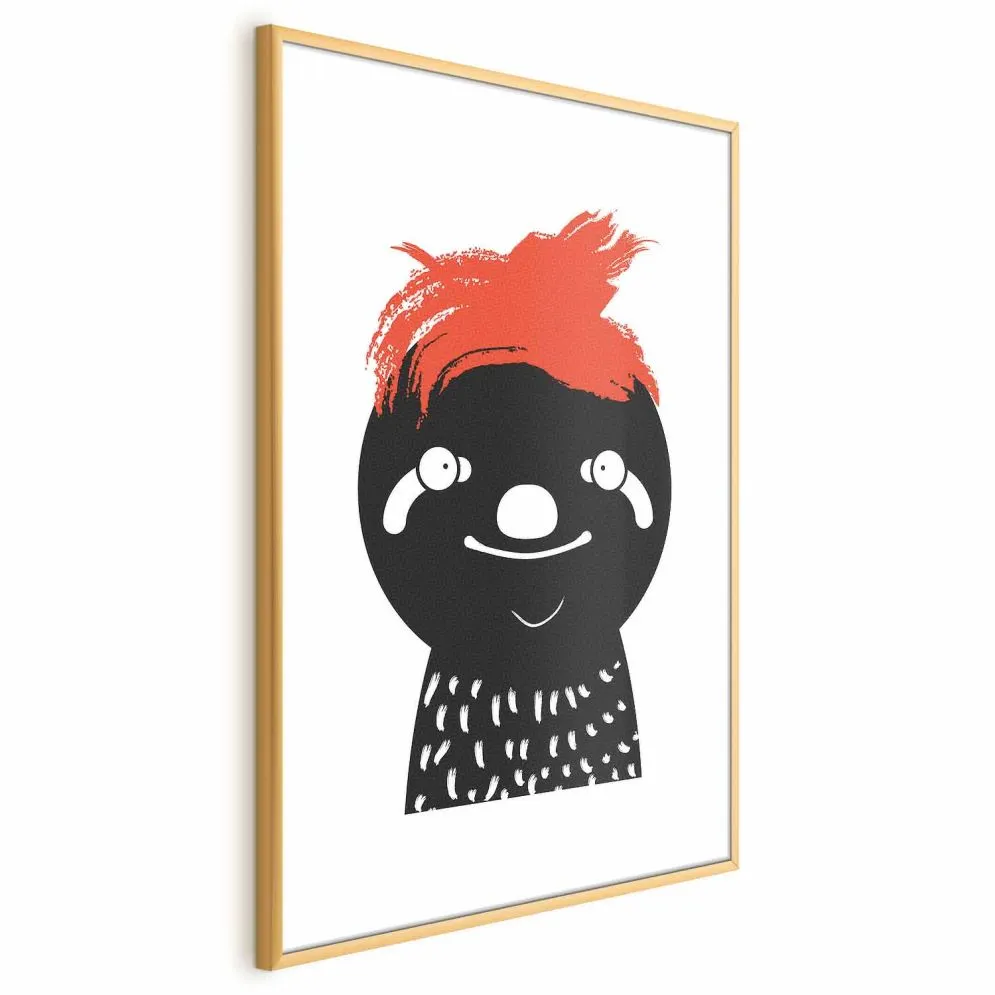 Plakat Szalony leniwiec 40x60 cm z ramą złotą z marginesem | MIRAT.