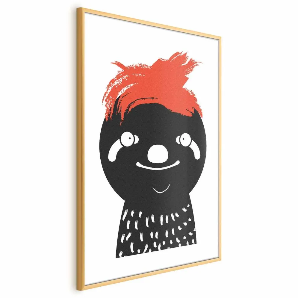 Plakat Szalony leniwiec 60x90 cm z ramą złotą bez marginesu | MIRAT.