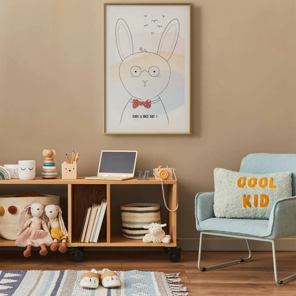 Plakat Pozdrowienia od królika 29,7x42 cm z ramą złotą z marginesem | MIRAT.