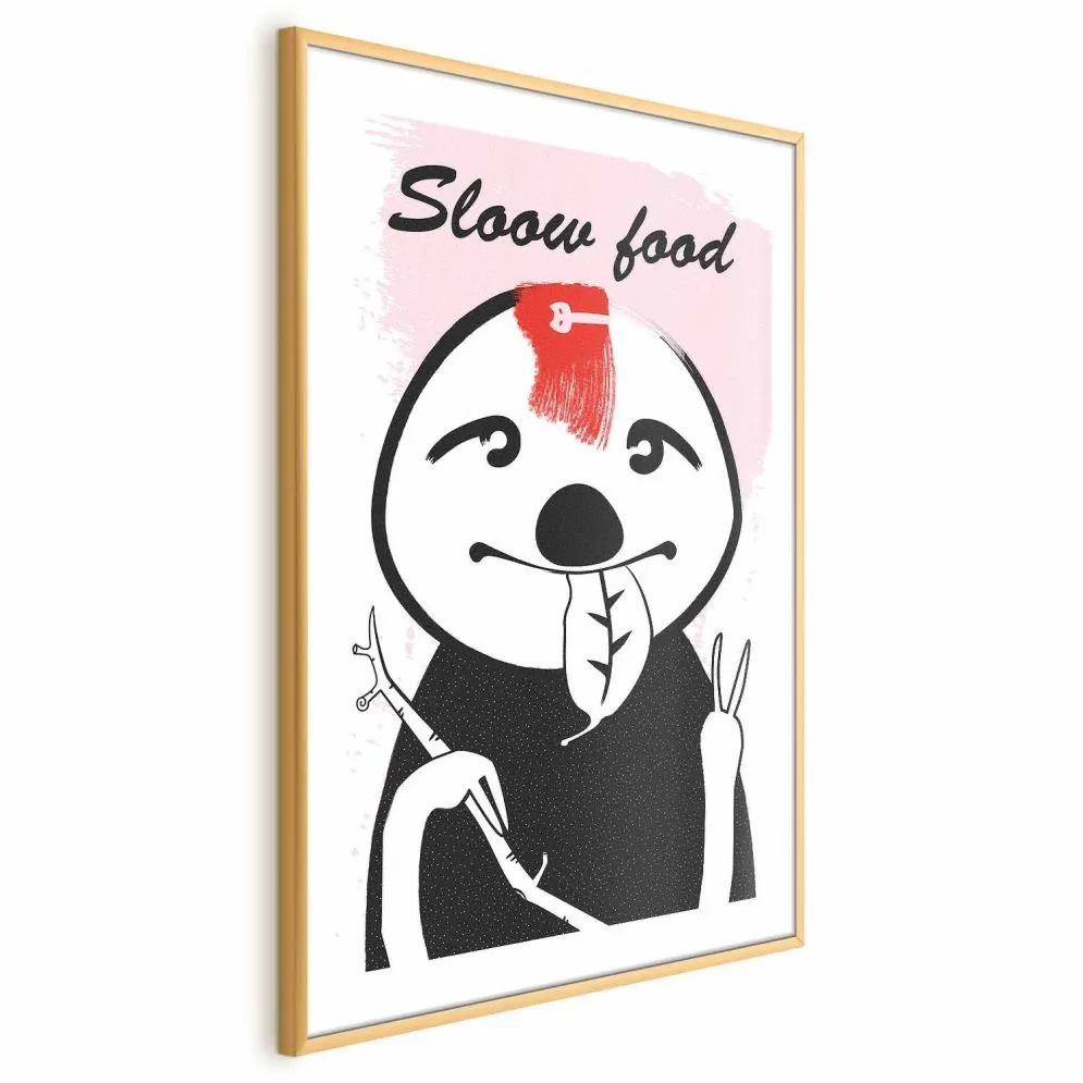 Plakat Leniwiec trendsetter 60x90 cm z ramą złotą z marginesem | MIRAT.
