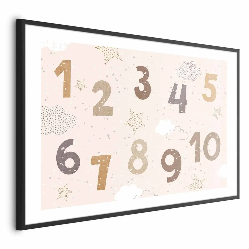 Plakat Cyferki 60x40 cm z ramą czarną z marginesem | MIRAT.