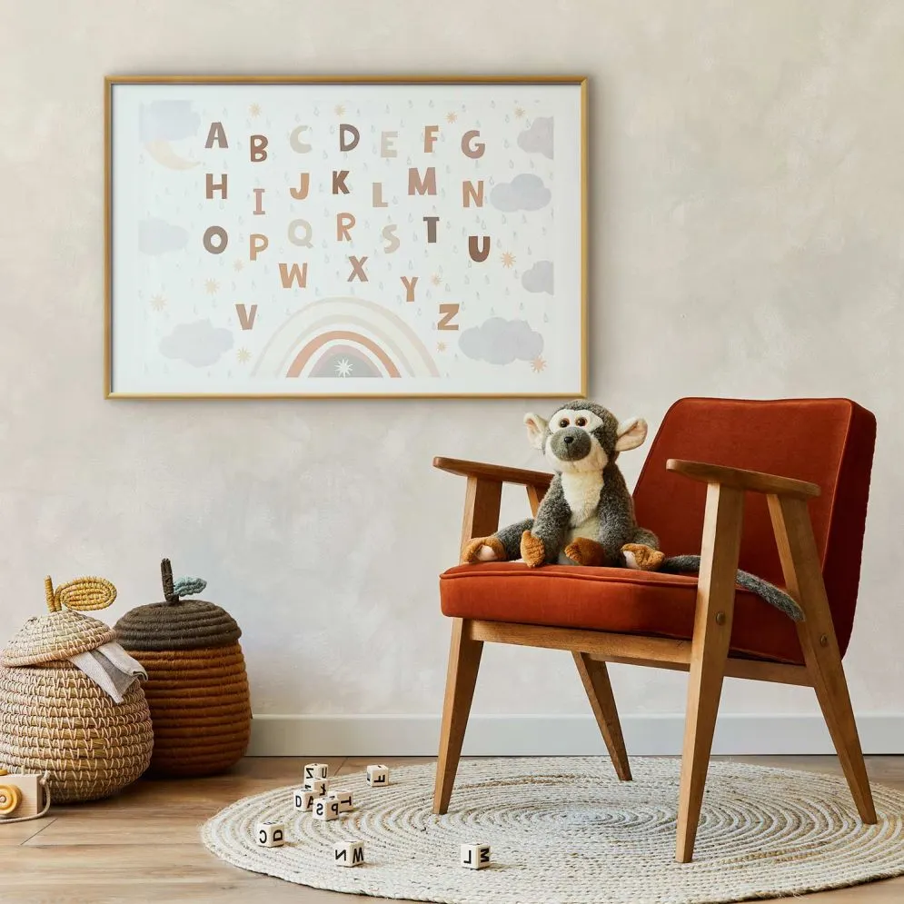 Plakat Literki 42x29,7 cm z ramą złotą z marginesem | MIRAT.