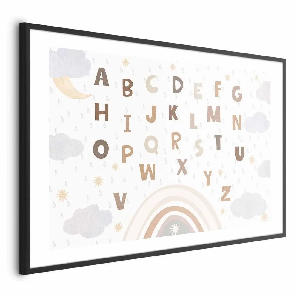 Plakat Literki 42x29,7 cm z ramą czarną z marginesem | MIRAT.