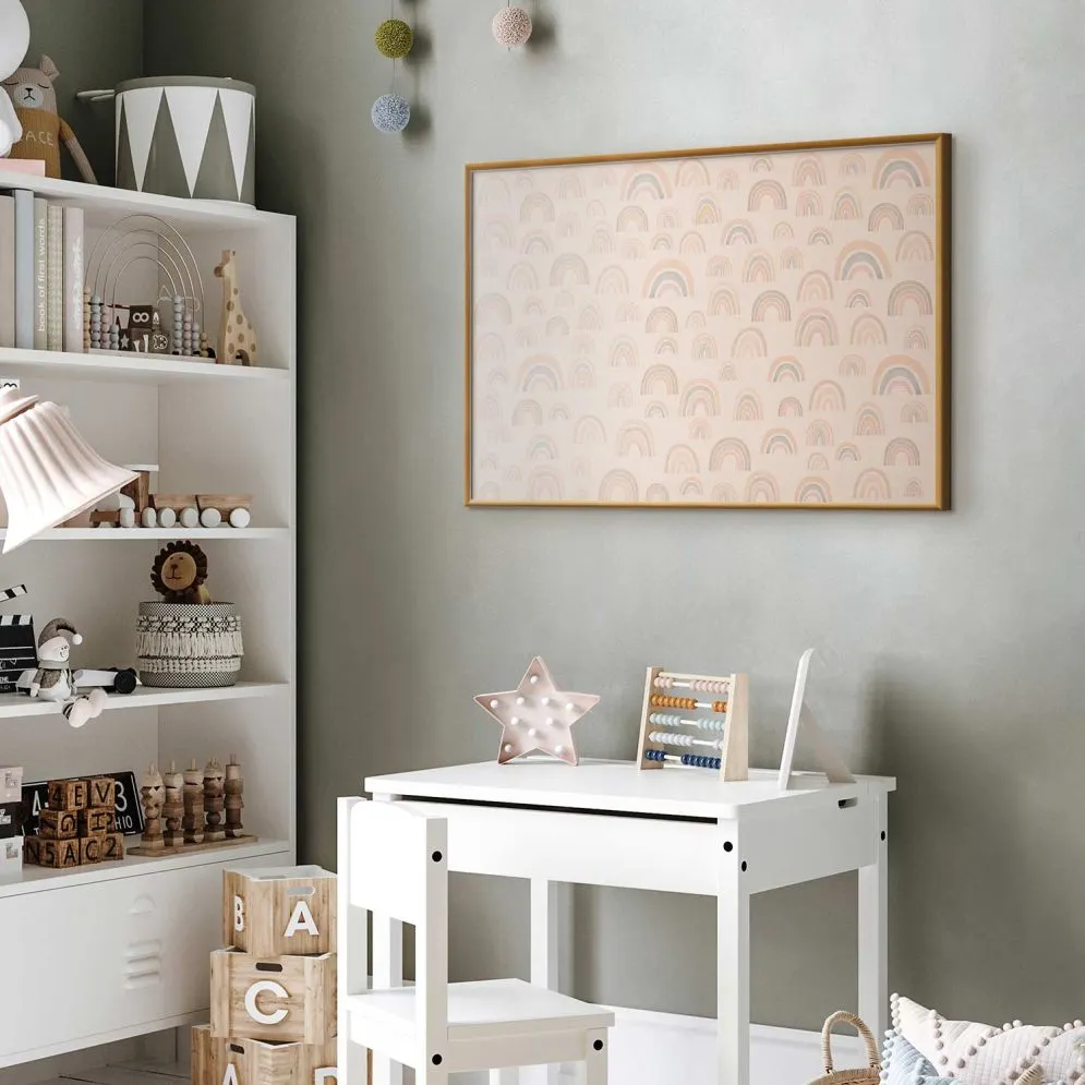 Plakat Pastelowe tęcze 60x40 cm z ramą złotą bez marginesu | MIRAT.