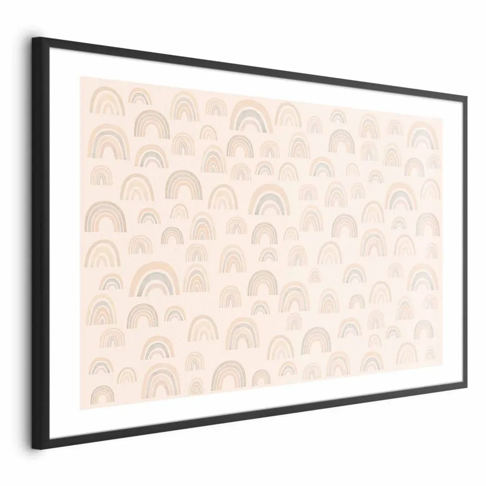 Plakat Pastelowe tęcze 60x40 cm z ramą czarną z marginesem | MIRAT.