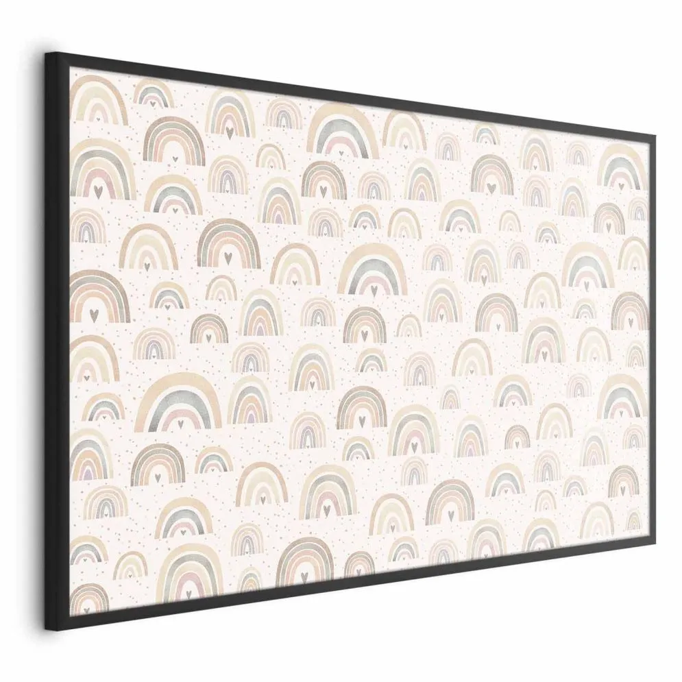 Plakat Tęcze i serca 60x40 cm z ramą czarną bez marginesu | MIRAT.