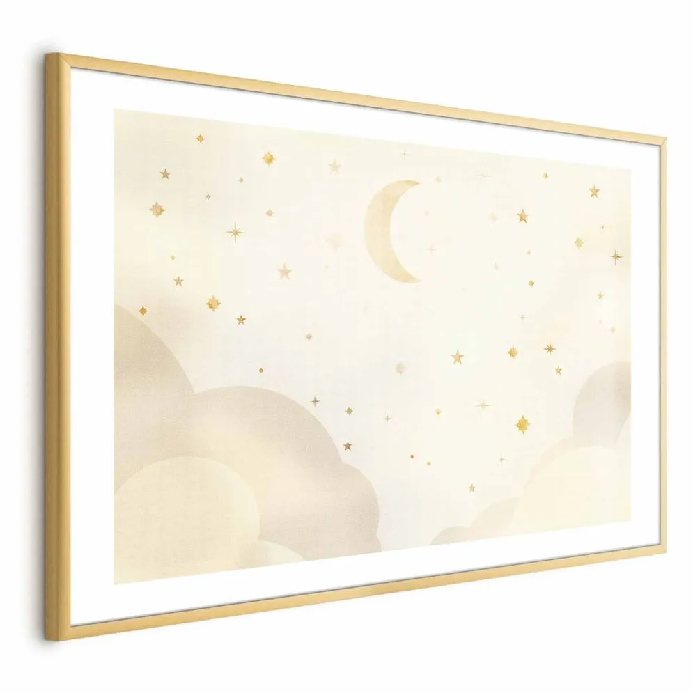 Plakat Rozgwieżdżona noc 42x29,7 cm z ramą złotą z marginesem | MIRAT.