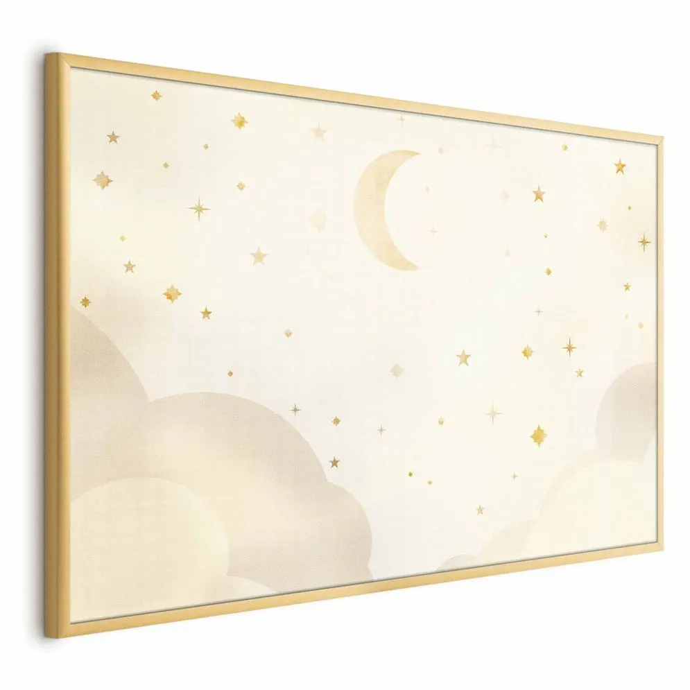 Plakat Rozgwieżdżona noc 90x60 cm z ramą złotą bez marginesu | MIRAT.