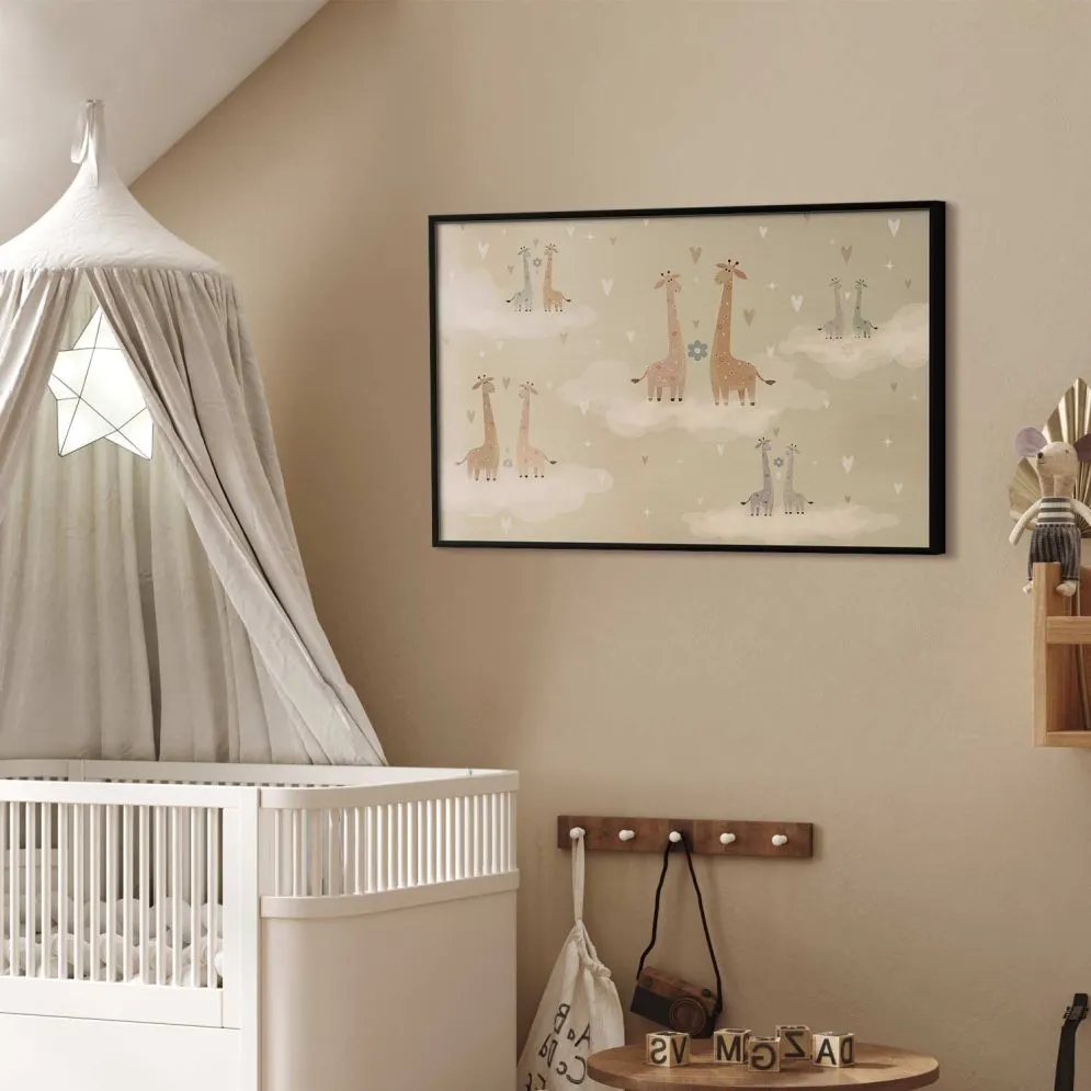 Plakat Zakochane żyrafy 90x60 cm z ramą czarną bez marginesu | MIRAT.