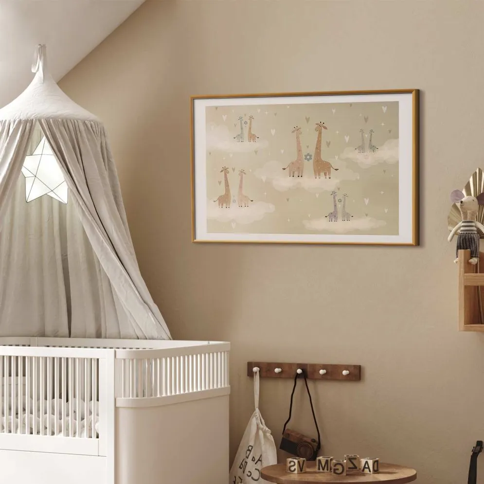Plakat Zakochane żyrafy 60x40 cm z ramą złotą z marginesem | MIRAT.