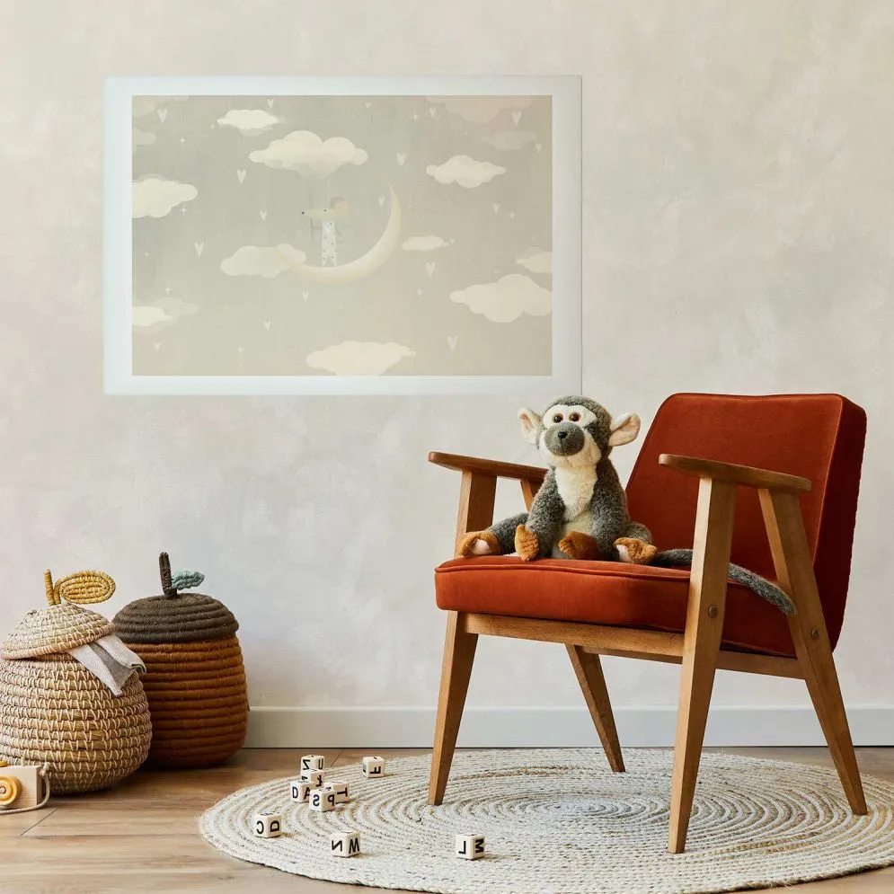 Plakat Myszka na księżycu 60x40 cm bez ramy z marginesem | MIRAT.