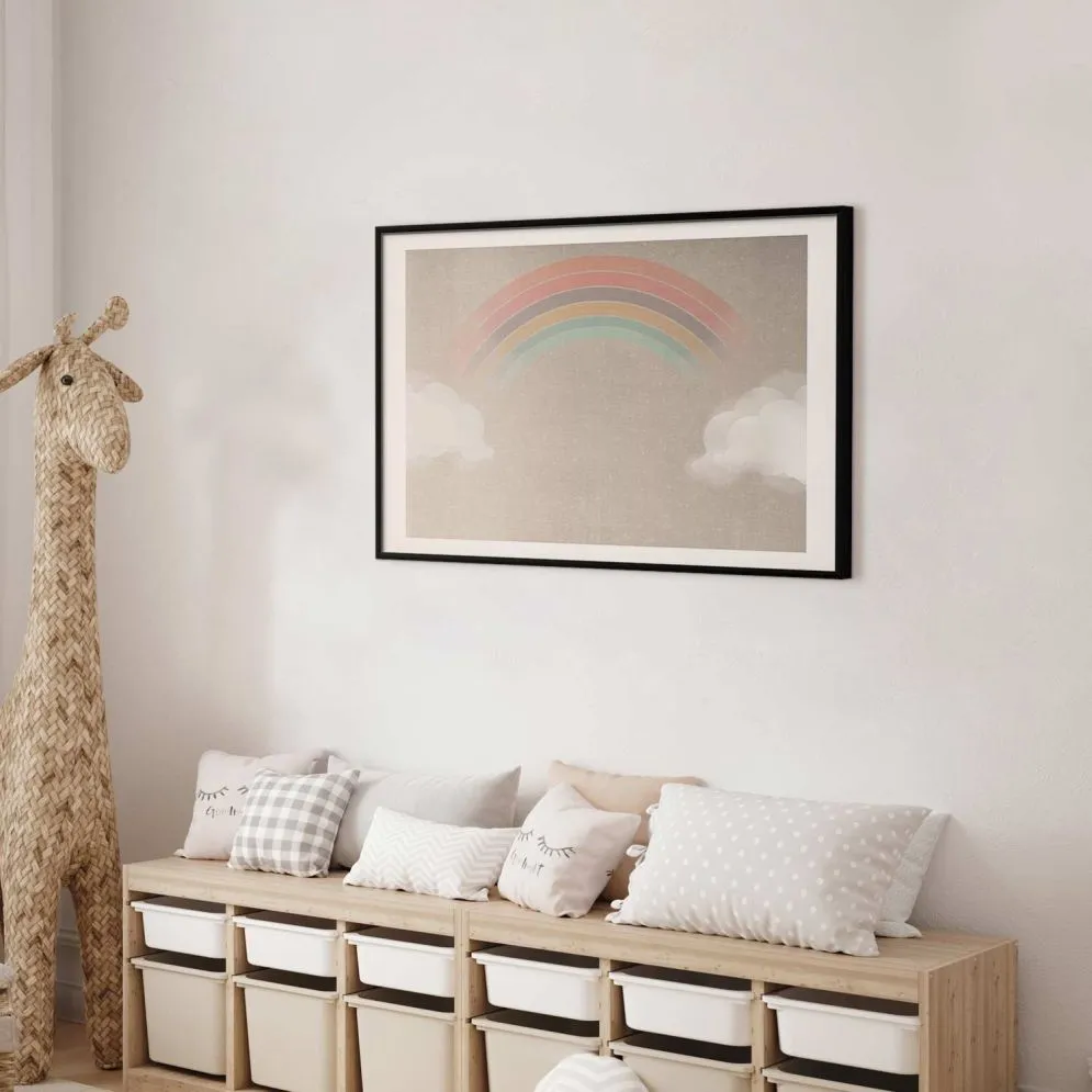 Plakat Tęcza w deszczu 42x29,7 cm z ramą czarną z marginesem | MIRAT.