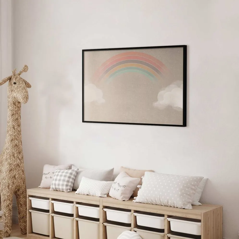 Plakat Tęcza w deszczu 90x60 cm z ramą czarną bez marginesu | MIRAT.