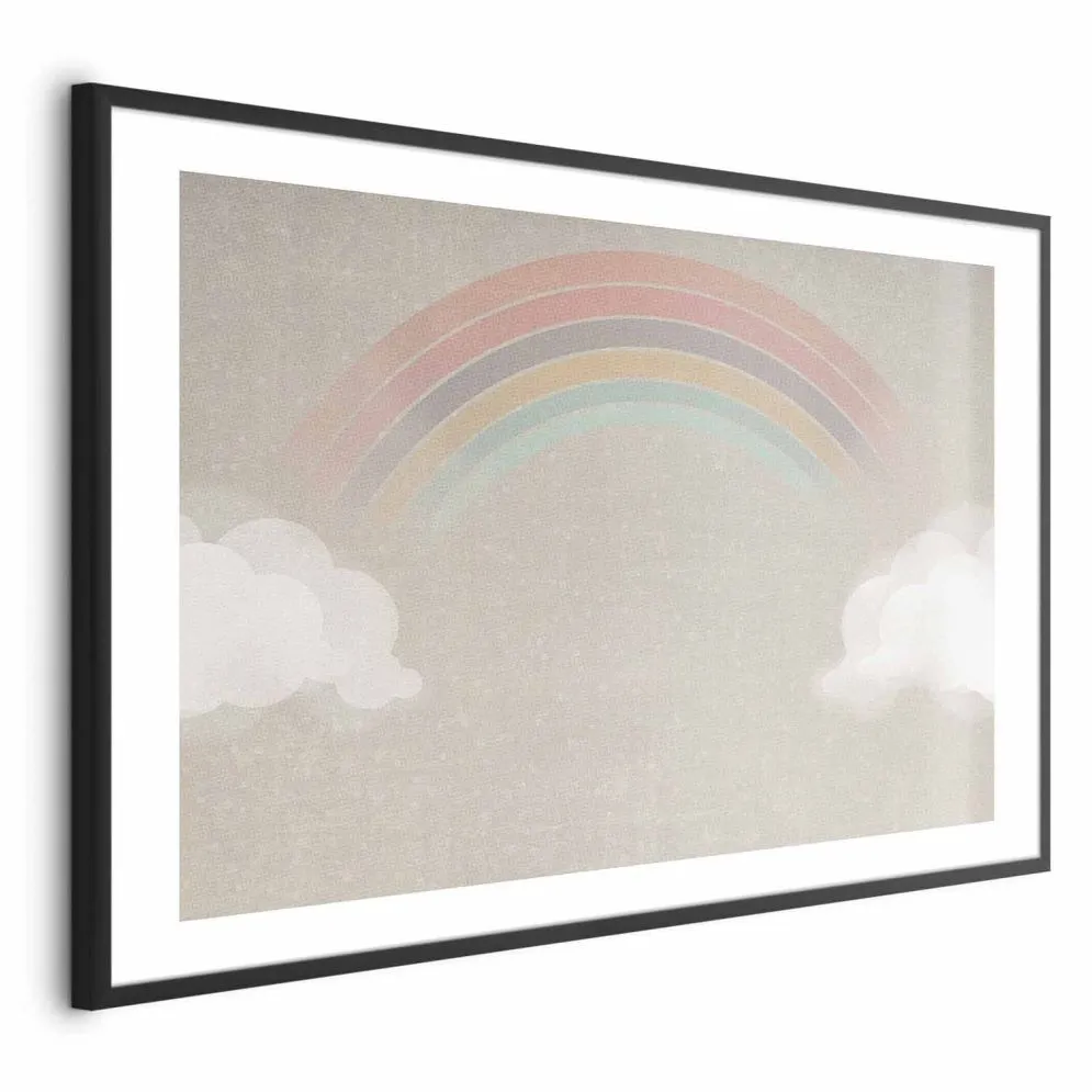 Plakat Tęcza w deszczu 42x29,7 cm z ramą czarną z marginesem | MIRAT.