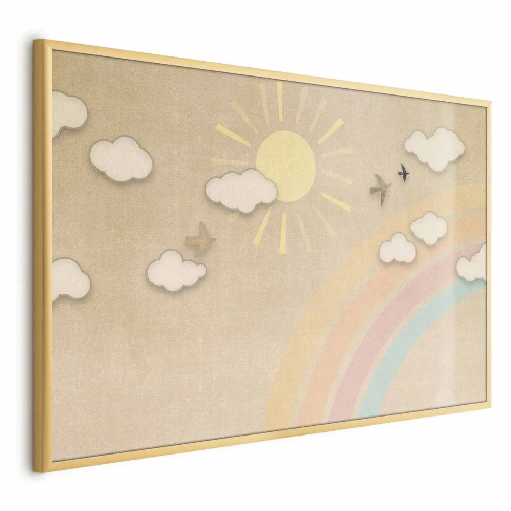 Plakat Tęczowy dzień 90x60 cm z ramą złotą bez marginesu | MIRAT.