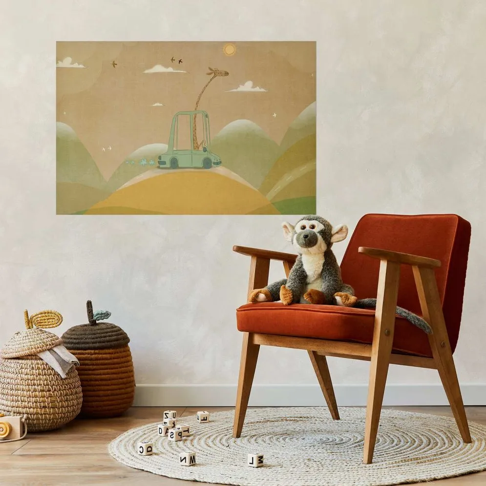 Plakat Podróżująca żyrafa 90x60 cm bez ramy bez marginesu | MIRAT.