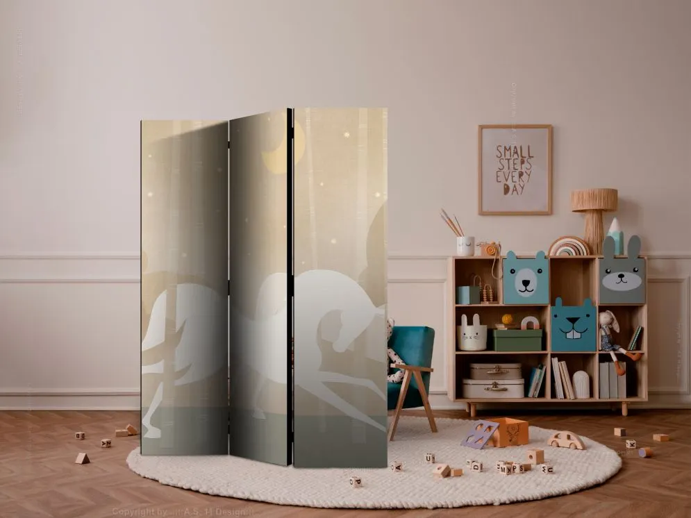 Parawan dwustronny Dla dzieci 135x172 cm 3-częściowy beżowy | MIRAT.