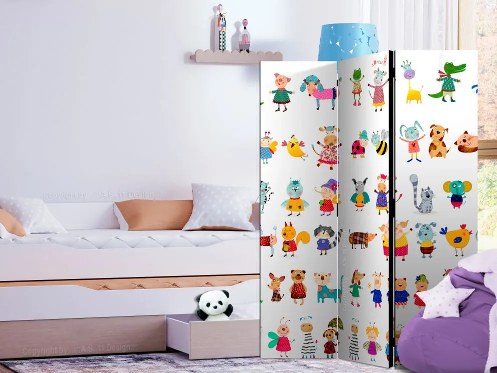 Parawan akustyczny Dla dzieci 135x172 cm 3-częściowy wielokolorowy | MIRAT.